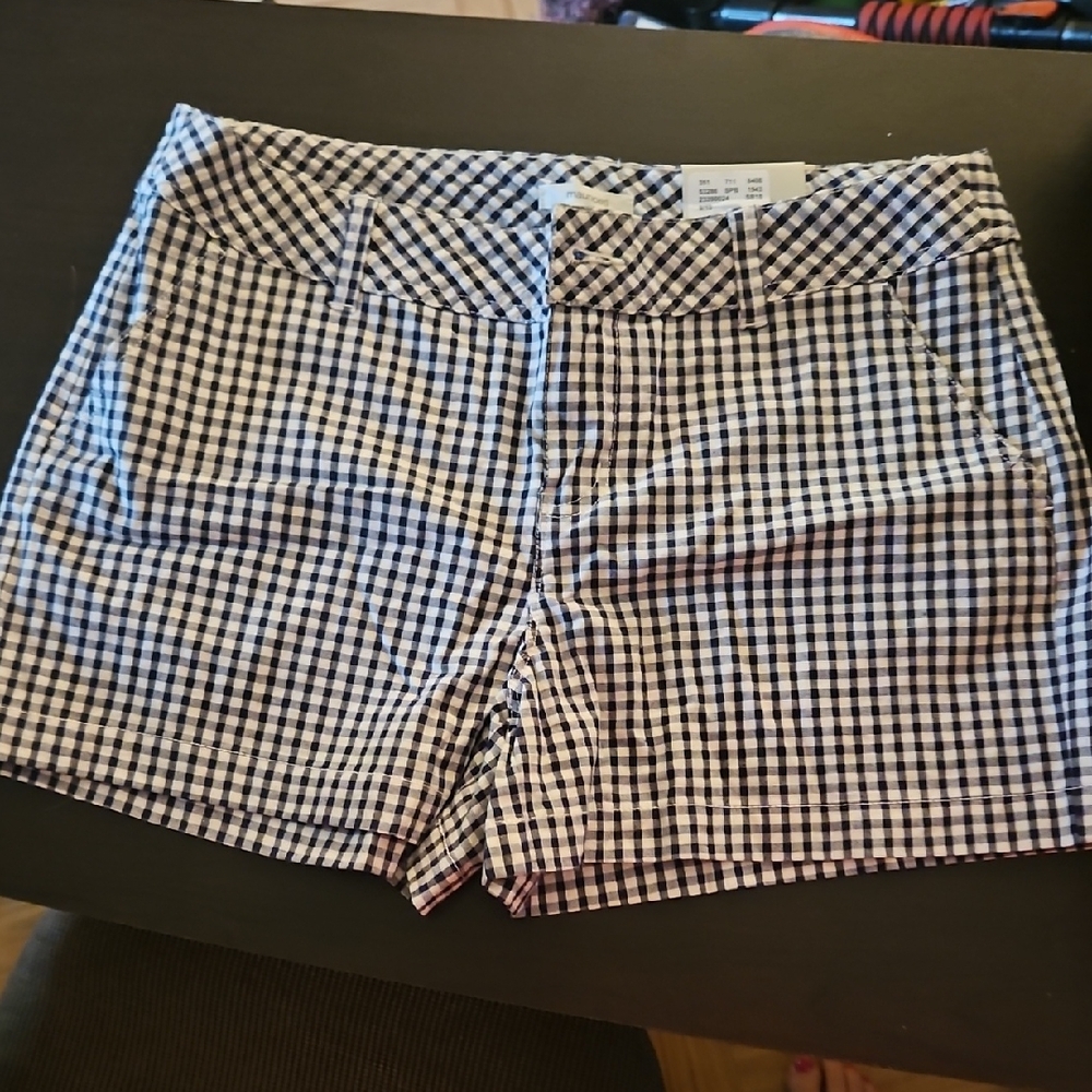 Maurices Black and White Bermuda Shorts Classic Check